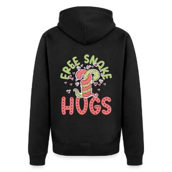 Snake Serpent Free Snake Hugs - Unisex Premium Bio Zip Hoodie - Schwarz - Hinten - Nico (187cm)