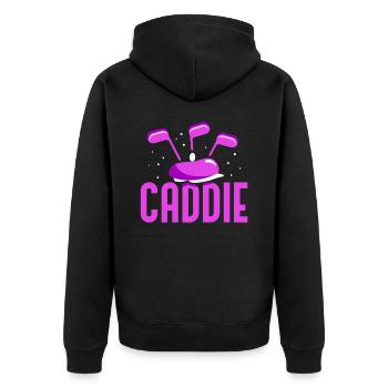 Caddie GolfIng Golf Profession Golfer - Unisex Premium Organic Zip Hoodie - black - Back - Nico (187cm)