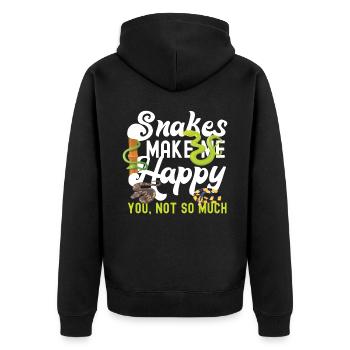 Snake Serpent Snakes Make Me Happy - Unisex Premium Bio Zip Hoodie - Schwarz - Hinten - Nico (187cm)