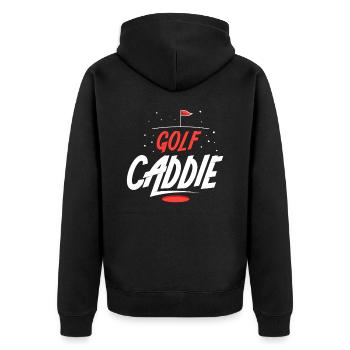 Golf Caddie Profession Golfer Golfing - Unisex Premium Organic Zip Hoodie - black - Back - Nico (187cm)