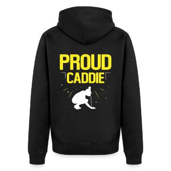 Proud Caddie Golfer Golf Profession Golfing - Unisex Premium Organic Zip Hoodie - black - Back - Nico (187cm)