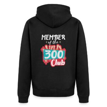 Bowling Design Member of the 300 Club Retro Bowler - Unisex Premium Organic Zip Hoodie - black - Back - Nico (187cm)