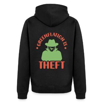 Greenflation is theft green inflation energy - Unisex Premium Organic Zip Hoodie - black - Back - Nico (187cm)