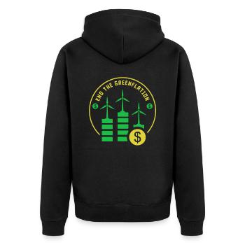 End Greenflation Green Inflation Energy - Unisex Premium Organic Zip Hoodie - black - Back - Nico (187cm)