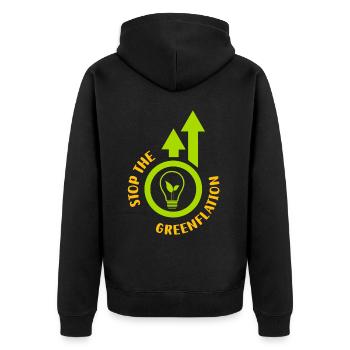 Stop Greenflation Energy Green Inflation - Unisex Premium Organic Zip Hoodie - black - Back - Nico (187cm)