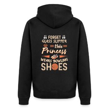 This Princess Wears Bowling Shoes für Bowler Frau - Unisex Premium Bio Zip Hoodie - Schwarz - Hinten - Nico (187cm)