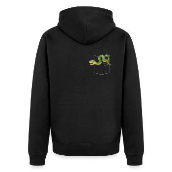 Snake Serpent Pocket - Unisex Premium Organic Zip Hoodie - black - Back - Nico (187cm)
