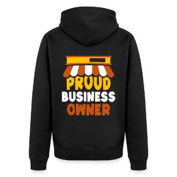 Proud Business Owner Entrepreneur Founder CEO - Unisex Premium Organic Zip Hoodie - black - Back - Nico (187cm)