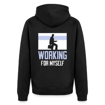 Founder Entrepreneur CEO work for me - Unisex Premium Organic Zip Hoodie - black - Back - Nico (187cm)