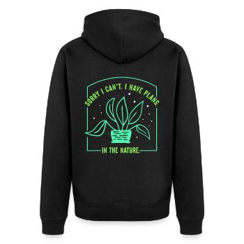 I have plans in nature sayings sorry hobby - Unisex Premium Organic Zip Hoodie - black - Back - Nico (187cm)