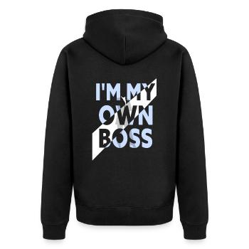 I am my own boss Entrepreneur CEO Founder - Unisex Premium Organic Zip Hoodie - black - Back - Nico (187cm)