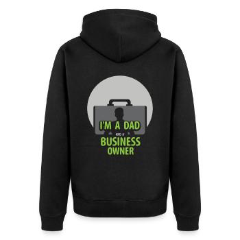 I am a father and a business owner CEO - Unisex Premium Organic Zip Hoodie - black - Back - Nico (187cm)