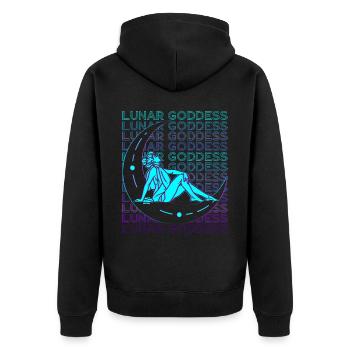 Moon Goddess Wicca Pagan Retro - Unisex Premium Organic Zip Hoodie - black - Back - Nico (187cm)