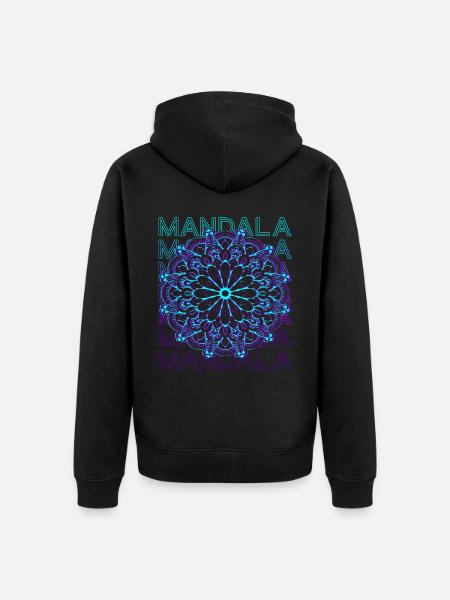 Mandala Sacred Geometry Prana Retro - Unisex Premium Organic Zip Hoodie - black
