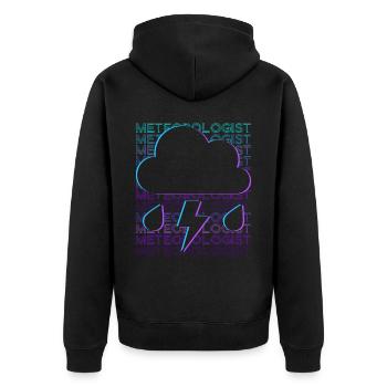 Meteorologe Meteorologie Wetterfrosch Retro - Unisex Premium Bio Zip Hoodie - Schwarz - Hinten - Nico (187cm)