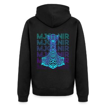 Mjolnir Thor Hammer Mythologie nordique Rétro - Veste à capuche bio Premium Unisexe - noir - Dos - Nico (187cm)