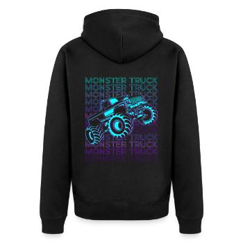 Monster Truck Retro - Unisex Premium Organic Zip Hoodie - black - Back - Nico (187cm)