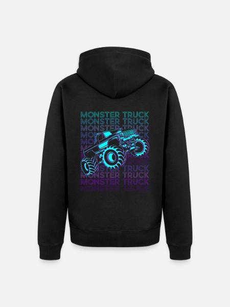 Monster Truck Retro - Unisex Premium Organic Zip Hoodie - black