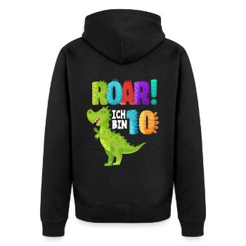 Ich Bin 10 Dinosaurier 10. Geburtstag Jungs - Unisex Premium Bio Zip Hoodie - Schwarz - Hinten - Nico (187cm)