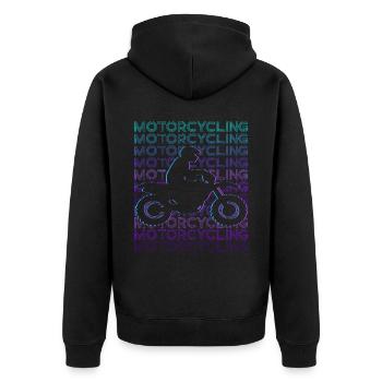 Motorcycling Motorcycle Biker Retro - Unisex Premium Organic Zip Hoodie - black - Back - Nico (187cm)