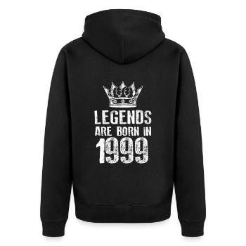 1999 legends born in - Unisex Premium Organic Zip Hoodie - black - Back - Nico (187cm)