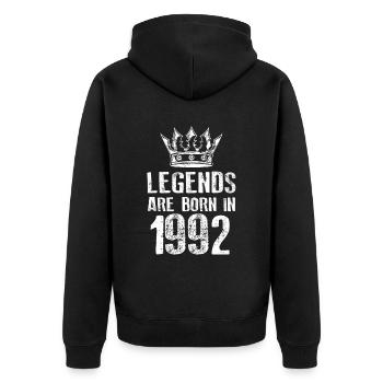 1992 legends born in - Unisex Premium Organic Zip Hoodie - black - Back - Nico (187cm)