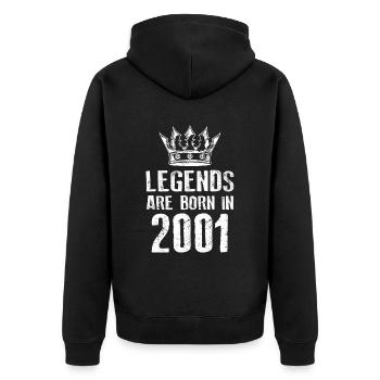 2001 legends born in - Unisex Premium Bio Zip Hoodie - Schwarz - Hinten - Nico (187cm)
