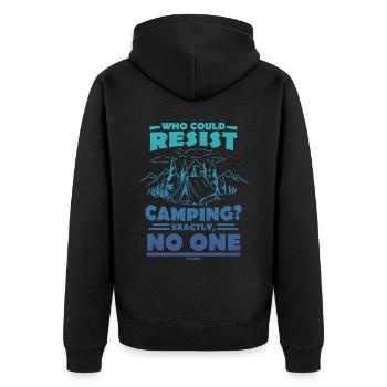 Camping Camping Holiday Tent Gift - Unisex Premium Organic Zip Hoodie - black - Back - Nico (187cm)