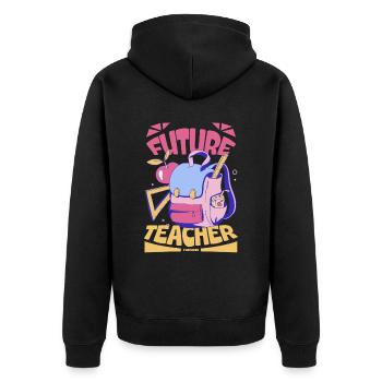 Future Teacher - Unisex Premium Bio Zip Hoodie - Schwarz - Hinten - Nico (187cm)