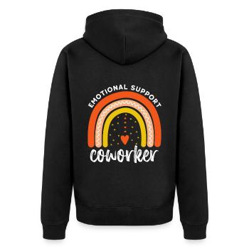Emotional support coworker - Retro co worker gift - Unisex Premium Organic Zip Hoodie - black - Back - Nico (187cm)