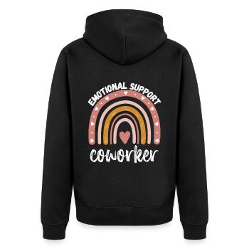 Emotional support coworker - Retro co worker gift - Unisex Premium Organic Zip Hoodie - black - Back - Nico (187cm)