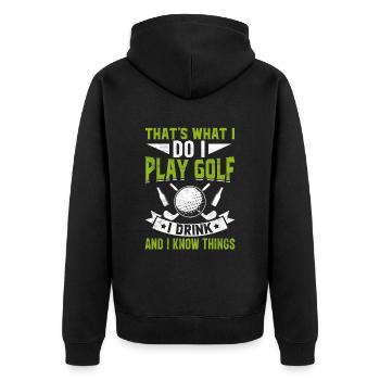 C’est ce que je fais, je joue au golf golfeur - Veste à capuche bio Premium Unisexe - noir - Dos - Nico (187cm)