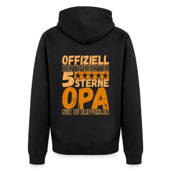 Opa Großvater - Unisex Premium Bio Zip Hoodie - Schwarz - Hinten - Nico (187cm)
