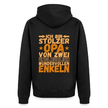Opa Großvater - Unisex Premium Bio Zip Hoodie - Schwarz - Hinten - Nico (187cm)