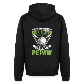 My Favorite Golf Player Calls Me Pepaw Golfer - Unisex Premium Organic Zip Hoodie - black - Back - Nico (187cm)