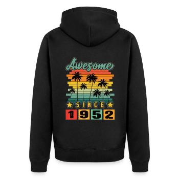 Awesome Since 1952 - Unisex Premium Organic Zip Hoodie - black - Back - Nico (187cm)