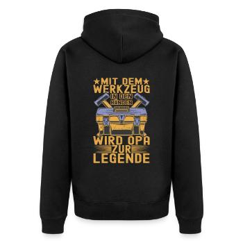 Opa Großvater - Unisex Premium Bio Zip Hoodie - Schwarz - Hinten - Nico (187cm)