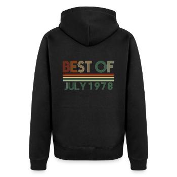 44ème anniversaire Juillet né 1978 Idée cadeau - Veste à capuche bio Premium Unisexe - noir - Dos - Nico (187cm)