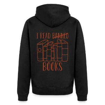 J’ai lu des livres interdits 37 - Veste à capuche bio Premium Unisexe - noir - Dos - Nico (187cm)