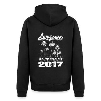 Awesome Since 2017 - Unisex Premium Organic Zip Hoodie - black - Back - Nico (187cm)
