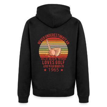 Golfeur Golfeur Né en 1965 Anniversaire - Veste à capuche bio Premium Unisexe - noir - Dos - Nico (187cm)