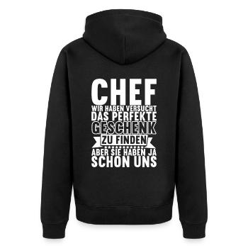 Abteilungsleiter Chef - Unisex Premium Bio Zip Hoodie - Schwarz - Hinten - Nico (187cm)