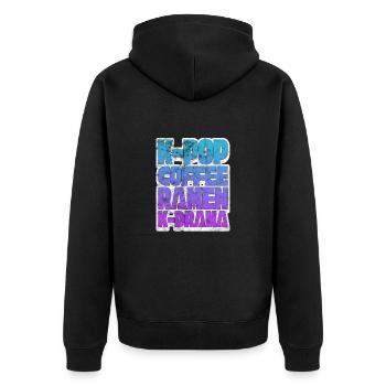 K-Pop Café Ramen Coréen Corée Kpop Cadeau - Veste à capuche bio Premium Unisexe - noir - Dos - Nico (187cm)