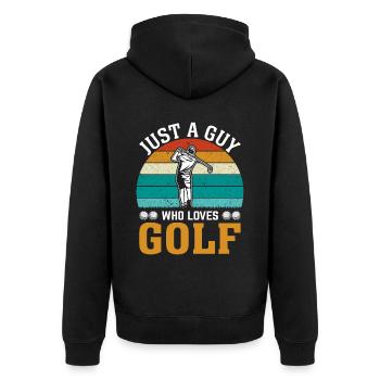 Vintage Juste Un gars qui aime le golfeur - Veste à capuche bio Premium Unisexe - noir - Dos - Nico (187cm)