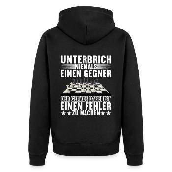 Schach Schachspieler - Unisex Premium Bio Zip Hoodie - Schwarz - Hinten - Nico (187cm)