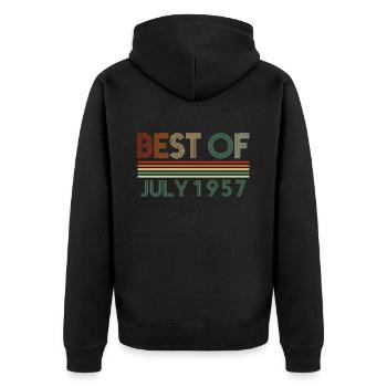 65e anniversaire Juillet né 1957 Idée cadeau - Veste à capuche bio Premium Unisexe - noir - Dos - Nico (187cm)