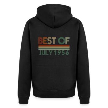 66. Geburtstag Juli Jahrgang 1956 Geschenkidee - Unisex Premium Bio Zip Hoodie - Schwarz - Hinten - Nico (187cm)