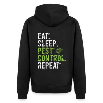 Eat Sleep Pest Control Repeat - Kammerjäger - Unisex Premium Bio Zip Hoodie - Schwarz - Hinten - Nico (187cm)