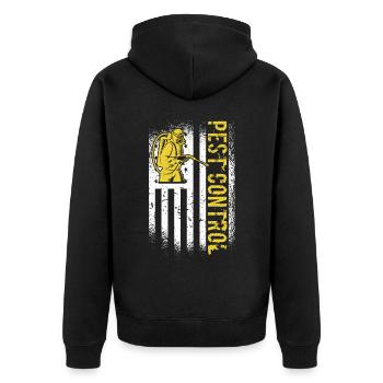 Amerikanische Flagge - Patriotisch - Kammerjäger - Unisex Premium Bio Zip Hoodie - Schwarz - Hinten - Nico (187cm)