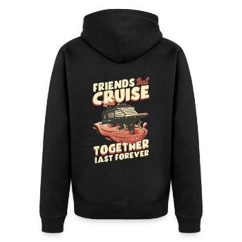 Kreuzfahrt - Unisex Premium Bio Zip Hoodie - Schwarz - Hinten - Nico (187cm)